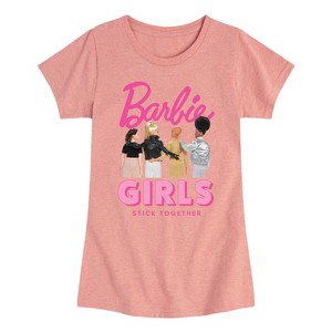 Girls' - Barbie - Girls Stick Together Fitted Short Sleeve Graphic T-Shirt - 1 of 4