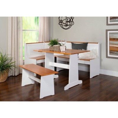 Ardmore White and Natural Finish Corner Nook Dining Set