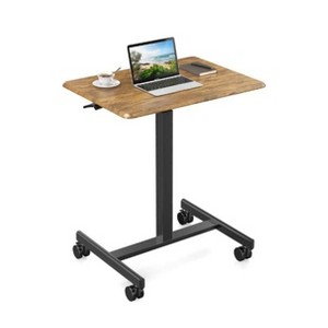 Okak 25.5IN Height-Adjustable Computer Desk with Wheels, Standing Desk with T-Shape Metal Base, Small Desk for Bedroom, Living Room - 1 of 4