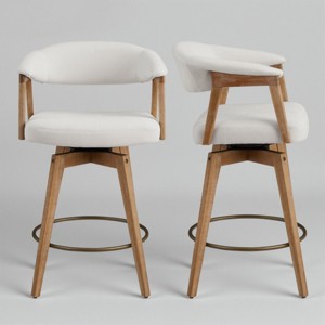 Art Leon Set of 2 Swivel Upholstered Counter Height Barstool - 1 of 4