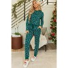 Green Christmas Candy Cane Printed Top and Pants Lounge Set - 3 of 4