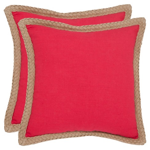 18"x18" Square Throw Pillow Red - Safavieh - image 1 of 2
