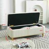 CAVINAS Velvet Storage Ottoman Bench,Upholstered Ottoman with Gold Embroidery Footstool for Living Room,Bedroom,Beige/Black - 3 of 4