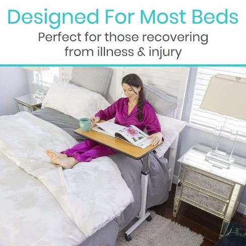 Vive Health Overbed Table Hospital Bed Table  Swivel Wheel Rolling Tray  Adjustable Over Bedside Home Desk - image 1 of 4