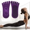 Unique Bargains Non-Slip Yoga Socks Five Toe Socks Pilates Barre for Women with Grips - 2 of 4