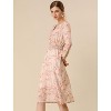 Allegra K Women's Floral Print V-Neck Smocked Waist Midi Dress - 4 of 4