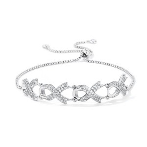 Slickblue Women's Rose Gold / Silver Ribbon Bracelet, Lead-Free Brass, 8.5" Size - 1 of 2