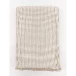 Ivory & Taupe Cotton Waffle Weave Bed Blanket - Anaya
