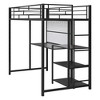 Loft Bed with Desk and Whiteboard for Kids Boys Girls, Metal Loft Bed with 3 Shelves and Ladder - 2 of 4