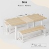 63" Extendable Dining Table Set for 6 with 2 Benches, Metal Frame & MDF Board for Kitchen/Dining Room - 2 of 4