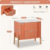 CAVINAS Modern Nightstand with 2 Storage Drawer,Fluted Bedside Table with Golden Metal Handles and Legs,Nightstand for Bedroom - 2 of 4