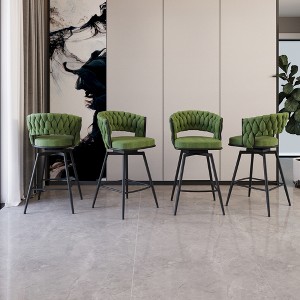 26" Suede Woven Bar Stool Set of 4, 360° Swivel Counter Stools with Back, Armrest, Footrest, Metal Legs - 1 of 4