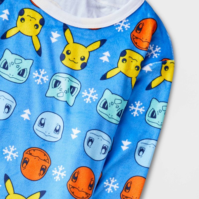 Boys' Pokemon Fair Isle 2pc Pajama Set with Socks - Blue, 3 of 5