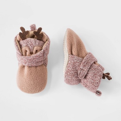 Baby Reindeer Bootie Slippers - Cat & Jack™ Cream 6-9M