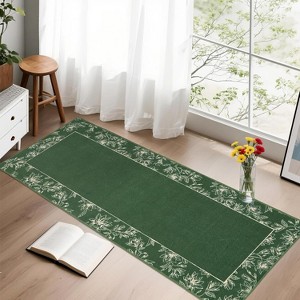 Area Rugs - Solid Bordered Modern Farmhouse Carpet Non-Slip Stain Resistant Rug for Living Room Bedroom Dining Room Office - 1 of 4