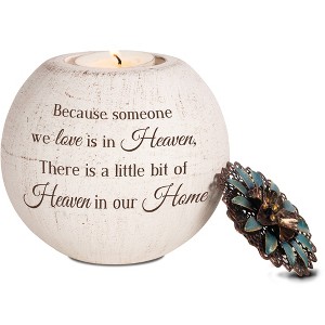Pavilion Gift Company - A Little Bit Of Heaven In Our Home - 4" Round Tealight Terracotta Candle Holder Bereavement Funeral - 1 of 4