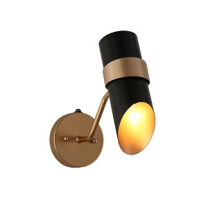 LNC Charonefos 1-Light Mid-Century Modern Cylinder Outdoor Wall Lights, White/Black, 10"/11.4" - 1 of 4