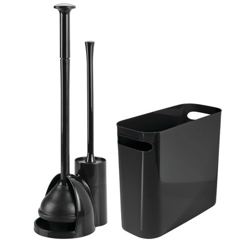 Dyiom Toilet Plunger and Bowl Brush Combo for Bathroom Cleaning, Black, 1-Set, Toilet Brush and Holder