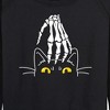 Women's - Instant Message - Skeleton Hand Petting Black Cat Lightweight French Terry Wide Neck Long Sleeve Shirt - 2 of 4