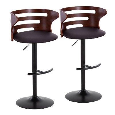 Set of 2 Cosi Adjustable Barstools Walnut/Brown - LumiSource