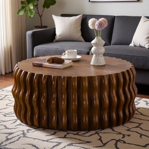 Mid-Century Fluted Drum Coffee Table - 1 of 4