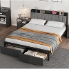 Full Bed Frame with Storage Headboard & Charging Station, Industrial Platform Bed with 2 Large Drawers, No Box Spring Needed - 3 of 4
