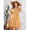 Plus Size V Neck Midi Dress Wrap Short Sleeves High Waisted Summer Casual Belt Dress - 2 of 4