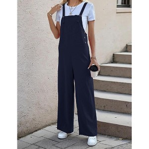 Women's Sleeveless Overalls Jumpsuit Casual Long Pants with Adjustable Straps - 1 of 4