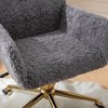 Ridstar Adjustable Swivel Faux Rabbit Fur Office Chair with Gold Metal Base-Gray - 3 of 4