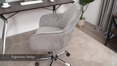 Yaheetech Modern Velvet Desk Chair Soft Height-Adjustable 360°Swivel  Computer Chair, Dark Gray