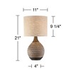 360 Lighting Emma Modern Mid Century Accent Table Lamp 21" High Wood Brown Ceramic with Table Top Dimmer Oatmeal Drum Shade for Bedroom Living Room - 4 of 4