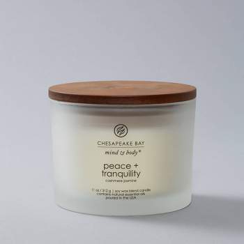 Frosted Glass Peace + Tranquility Lidded Jar Candle White - Mind & Body by Chesapeake Bay Candle