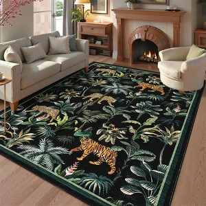 Indoor Modern Area Rugs Animals Pattern Abstract Low Pile Carpets for Living Room Bedroom Indoor Washable Non Slip Soft Floor Carpet - 1 of 4