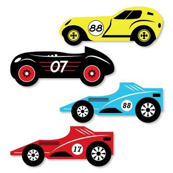 Big Dot of Happiness Let's Go Racing - Racecar - DIY Shaped Race Car Birthday Party or Baby Shower Cut-Outs - 24 Count