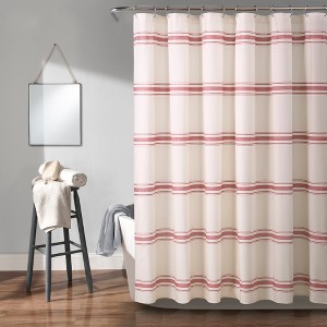 Farmhouse Stripe Shower Curtain Red - Lush Décor