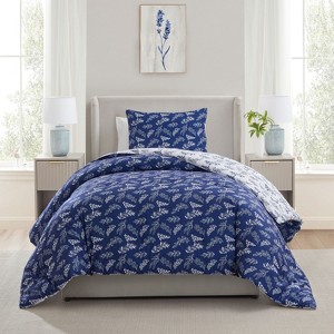 Nestl Modern Comforter Set, 3 Piece Botanical Bedding Set, Reversible Comforter Bed Set - 1 of 4
