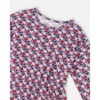 Deux par Deux Girl Organic Cotton Dress with Flounce Hem Blue Apple Print - 4 of 4