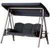Resenkos 3-Seat Swing Chair, Outdoor Glider With Canopy, Removable Cushions, Pillows, Side Trays, Garden, - 2 of 4