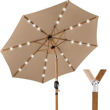 best choice products solar led lighted patio umbrella w/ Tilt Adjustment, UV-Resistant assisted crank opens and closes the umbrella while a push Best Choice Products 10ft Solar