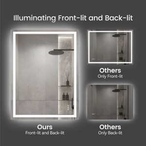 Ridstar 24 in. W x 36 in. H Clear Rectangular Bathroom Mirror with Led Lights - 1 of 4