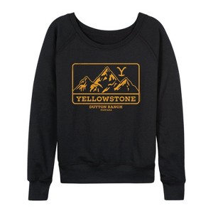 Women's - Yellowstone - Dutton Ranch Nature Art Lightweight French Terry Wide Neck Long Sleeve Shirt - 1 of 4