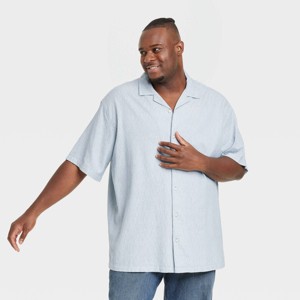 Men's Short Sleeve Slub Camp Button-Down Shirt - Goodfellow & Co™ - 1 of 3