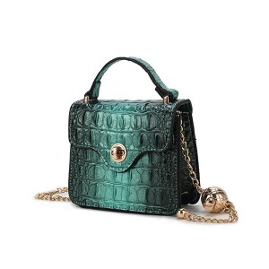 MKF Collection Luxe Croc-Embossed Mini Satchel Bag with Gold Chain Strap, Vegan Leather by Mia K - 1 of 4