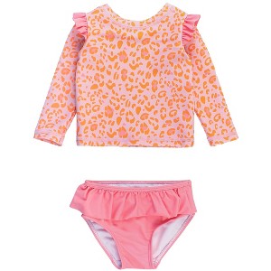 RuffleButts Toddler Girls UPF50+ Skirted Flutter Long Sleeve Rash Guard Bikini - 1 of 4