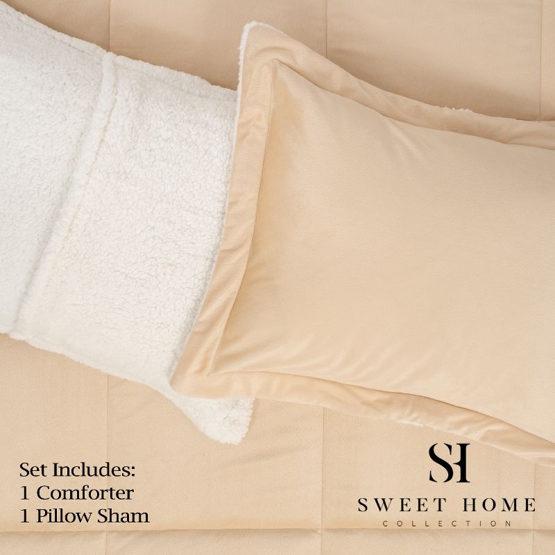 Faux Shearling Reversible to Solid Comforter All Season Warmth by Sweet Home Collection™, 2 of 4