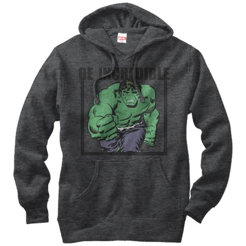 Men's Marvel Hulk Be Incredible Pull Over Hoodie - Charcoal Heather - Small