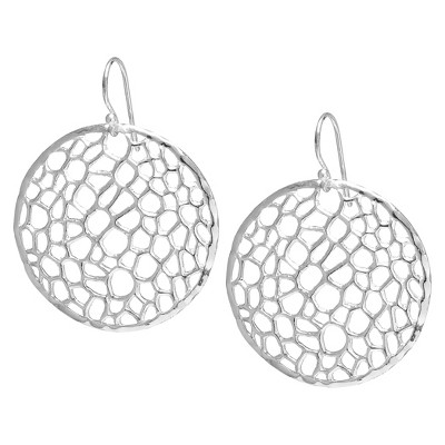 Silver Plated Round Filigree Drop Earrings