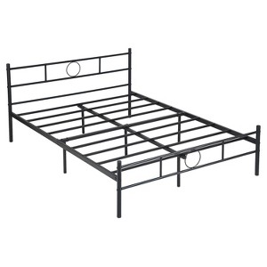 FurnitureR Metal Bed Frame with Headboard and Footboard – Heavy Duty Steel Slats, Under Foundation Storage, No Box Spring Needed, Full Size, Black - 1 of 4