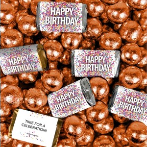 Happy Birthday Candy Confetti Assorted Wrapped Chocolate Miniatures and Milk Chocolate Foil Ball Mix - 1 of 4