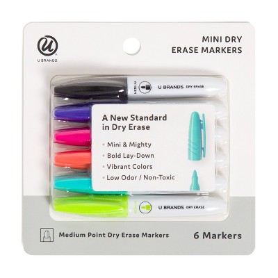 U Brands 6ct Mini Dry Erase Markers Fashion Colors